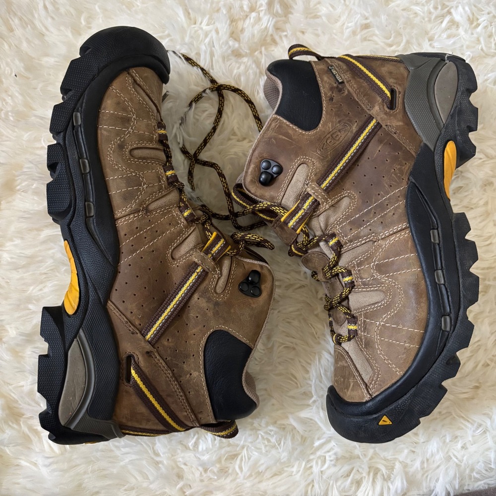 Keen Targhee II Mid Waterproof Hiking Boots Mens 10 Brown Yellow 1217-SBYL
